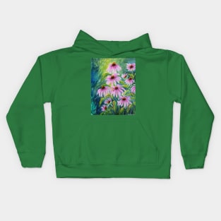 Echinacea Watercolor Painting Kids Hoodie